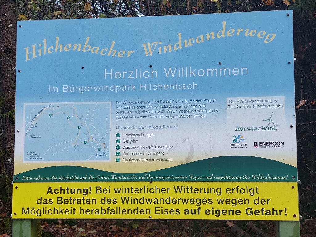 Infotafel am Startpunkt des Windwanderweges Hilchenbach