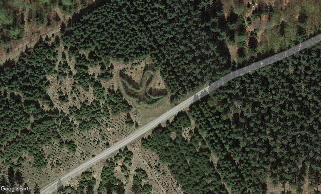 Waldskulpturenweg - Satellitenbild der Skulptur "Das Monument des verschollenen Falken"