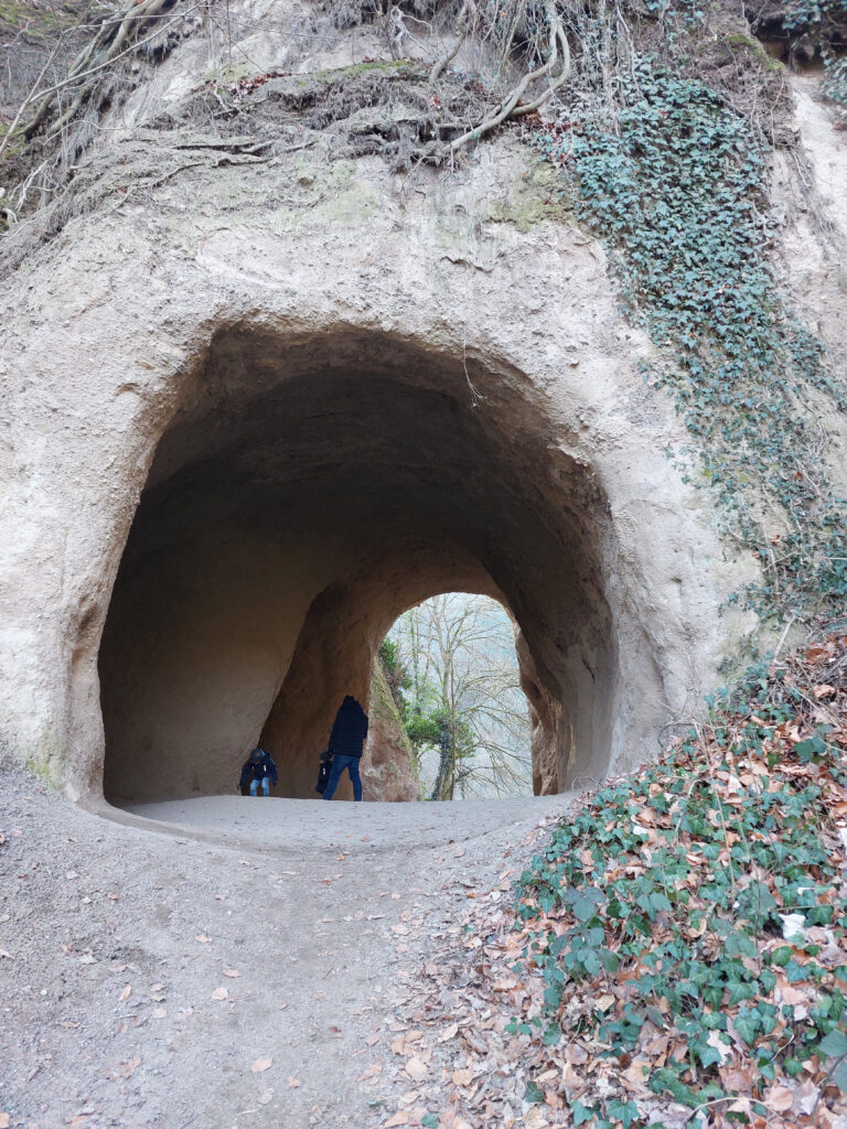 Sehr hohe Trasshöhle am Höhlen- und Schluchtensteig