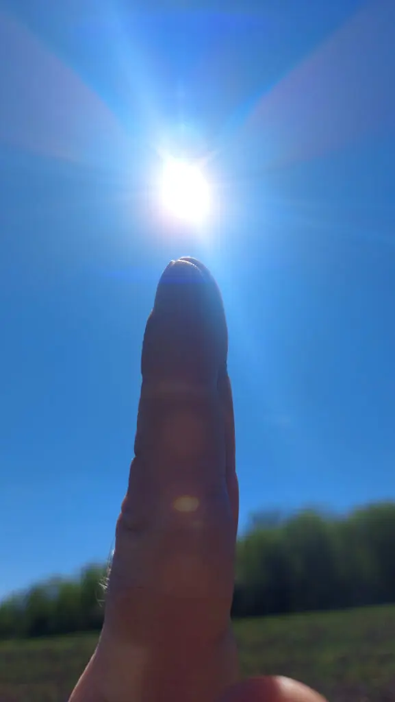Peilung mit den Fingern zur Sonne