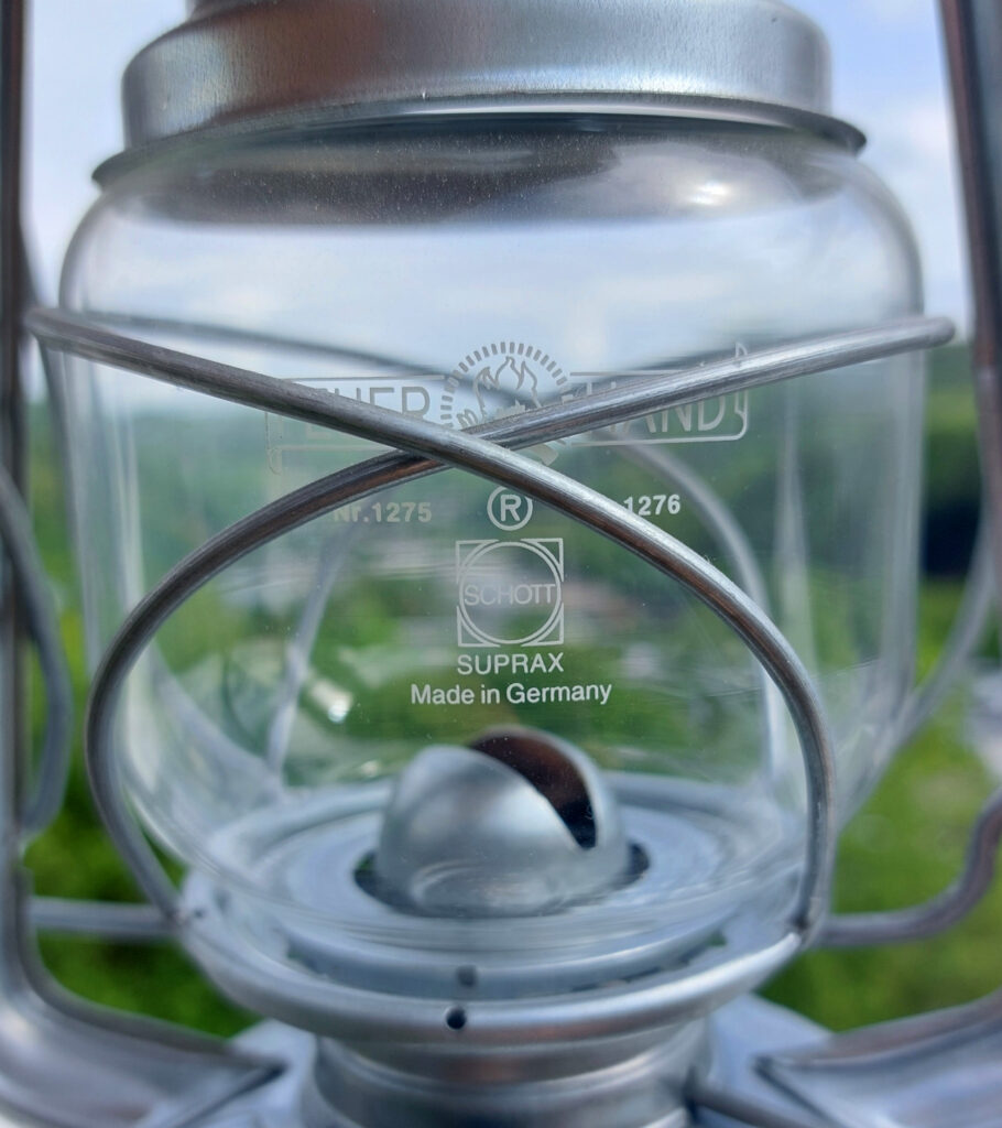 Bruchfestes Glas der Petroleumlampe in Nahaufnahme