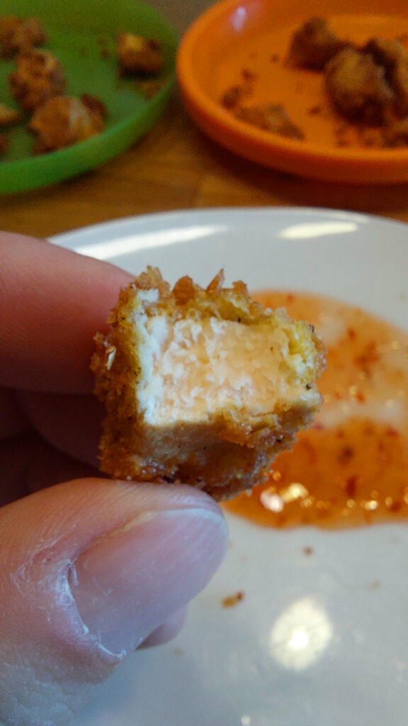 Nugget aus Schwefelporling in der Innenansicht. Wirklich sehr lecker!